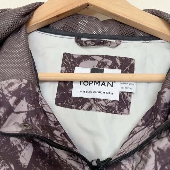 TOPMAN Mens Medium Camo Hooded Zip Neck Pullover - Picture 5 of 11